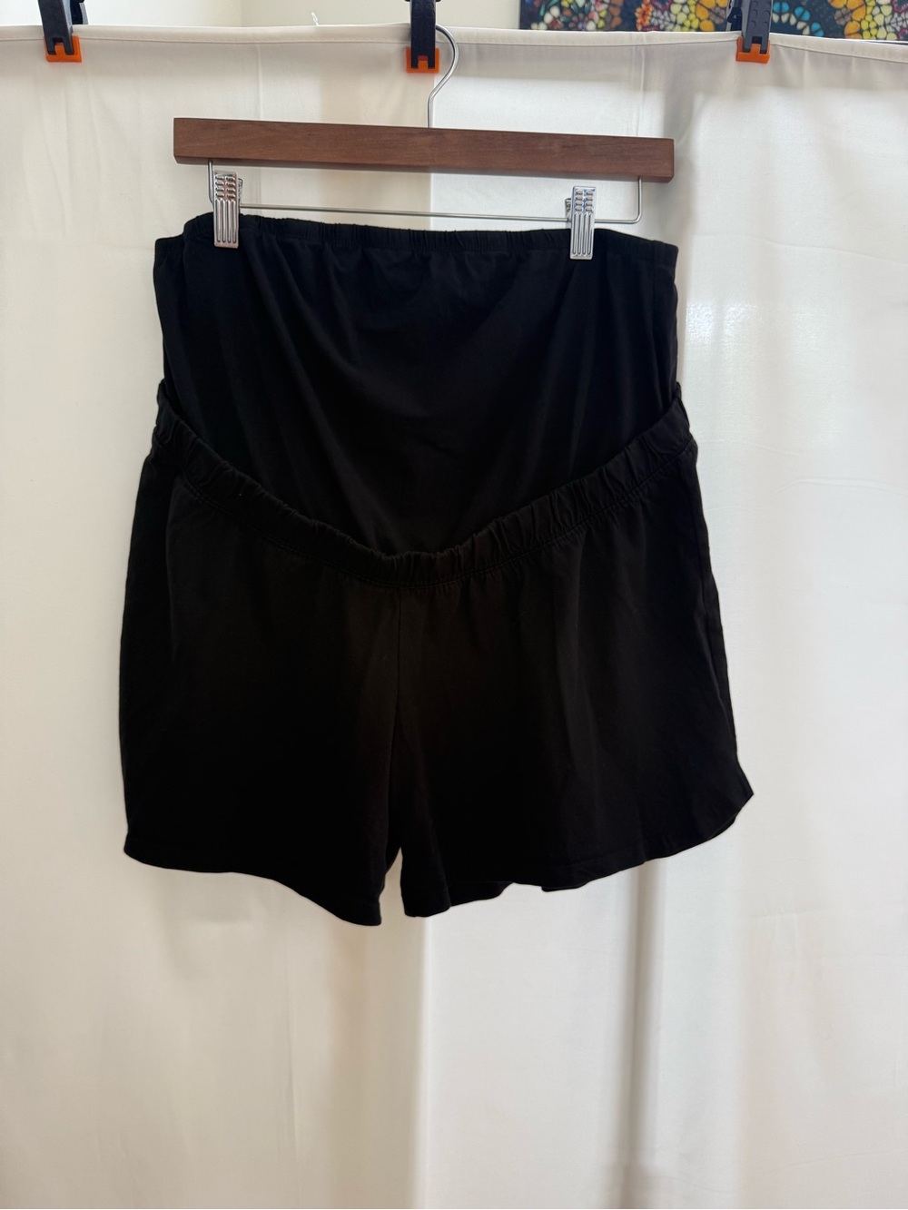 Black Women's Maternity Shorts with Over the Belly Band